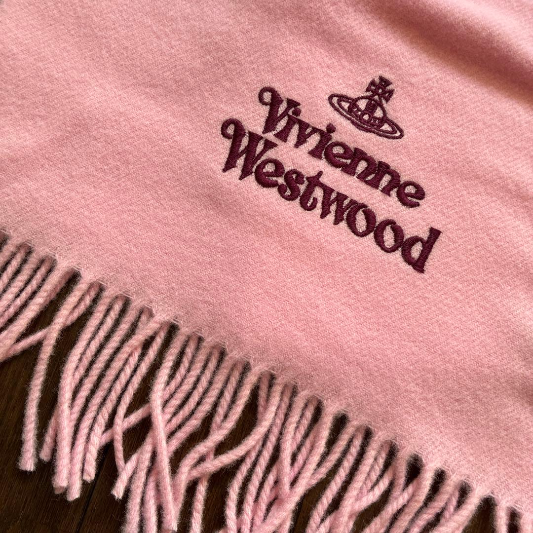 【未使用品】ヴィヴィアンウエストウッド オーブ 刺繍 マフラー ピンク