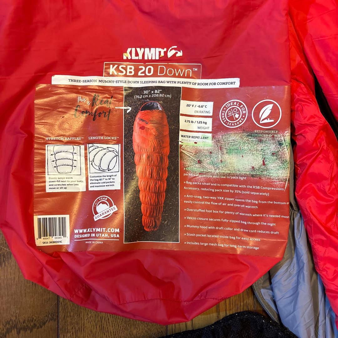 KLYMIT KSB 20 Down 赤 寝袋 シュラフ✨