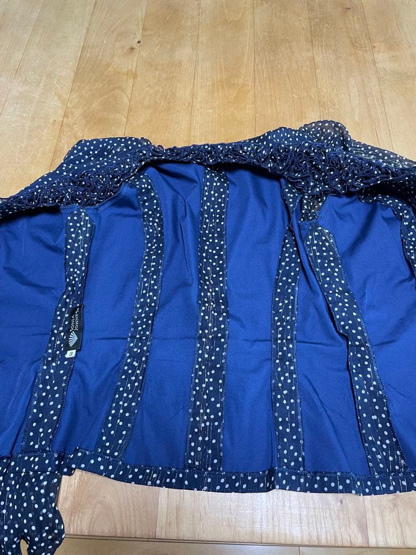 SONIA JOHNES ネイビー ドット柄 長袖ブラウス 【サイズ3表記】