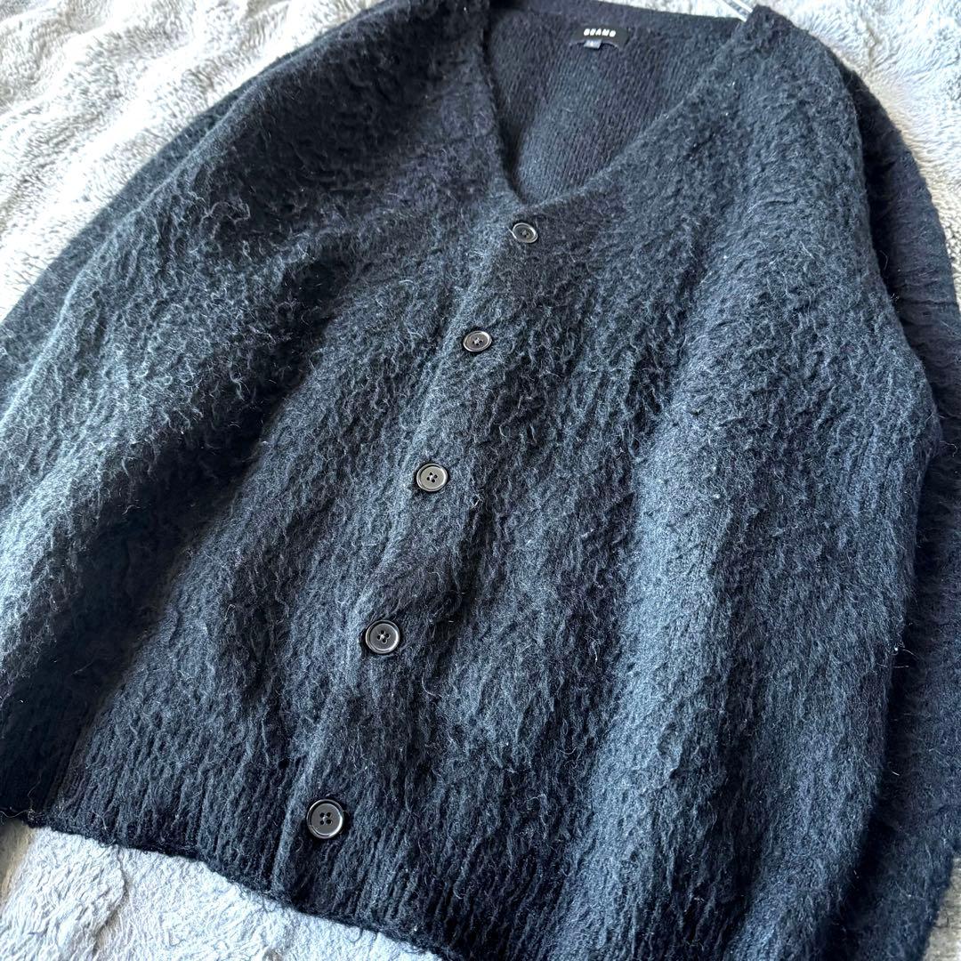 BEAMS モヘヤ混 シャギーニットカーディガン Lサイズ ブラック ビームス