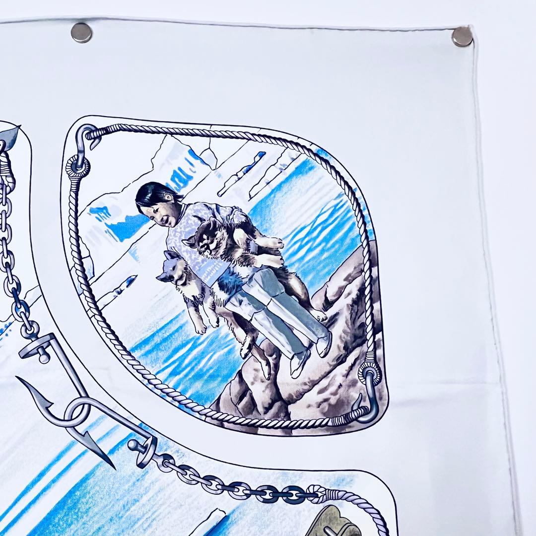 美品✨　エルメス　グリーンランド シルクスカーフ　カレ90 水色