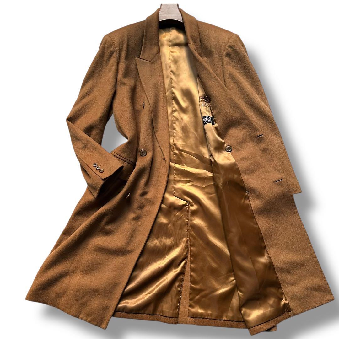 カシミヤ100 チェスターコート ダブル キャメル ロング メンズ ビンテージ