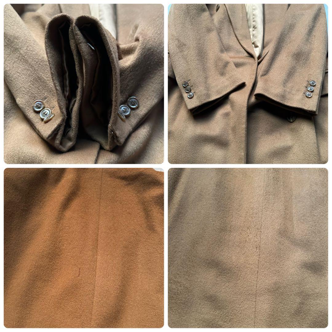 カシミヤ100 チェスターコート ダブル キャメル ロング メンズ ビンテージ