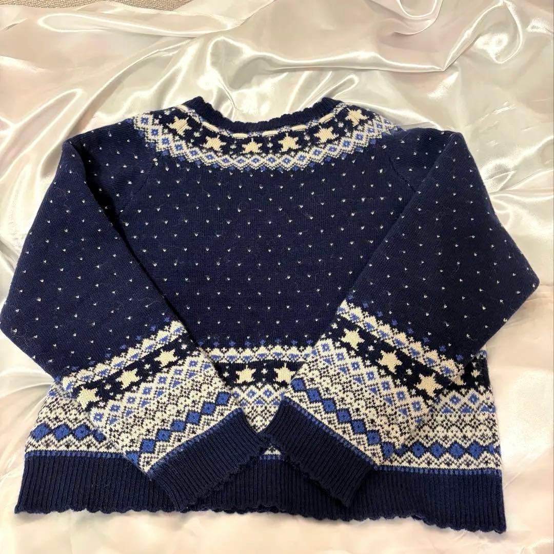 ピンクハウス 星柄編み込みニットカーディガン ネイビー