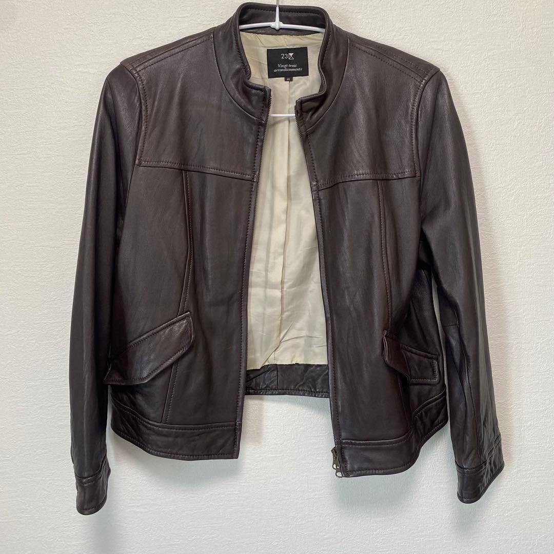 23区　 46サイズ　X L相当　羊革　ラムレザー　ジャケット　ダークブラウン