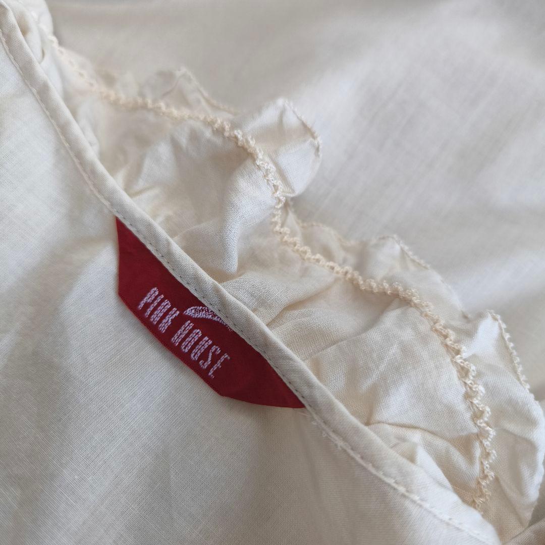 極美品　ピンクハウス ブラウス ピコフリル 半袖 リボン レース 刺繍　L