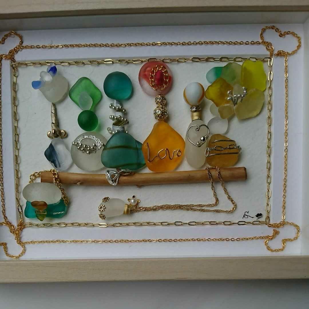 シーグラスアート<魅惑の香水瓶♪No.4>大レア 一点物 幸運幸福