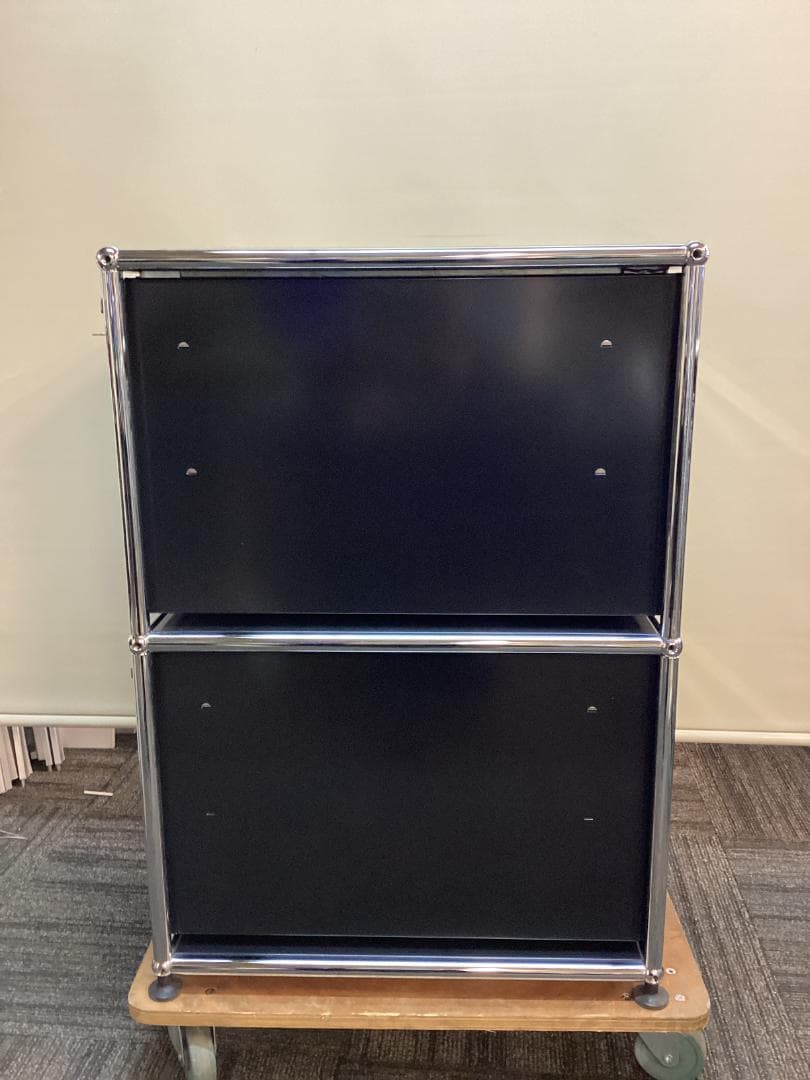 鍵付き　USMハラー　デスクワゴン　２段　ブラック　脇机　袖机