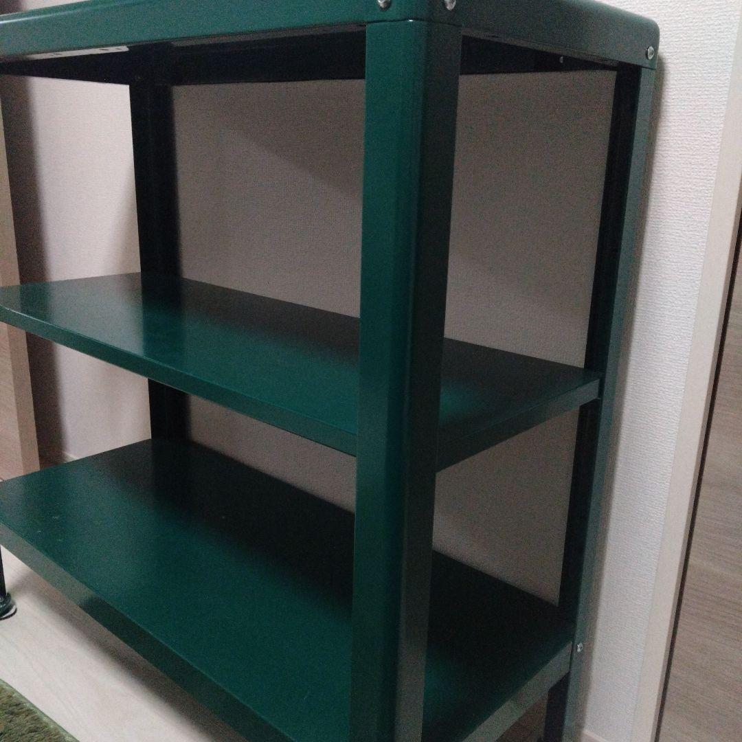 廃盤I　人気カラー　IKEA　コールビョーン　緑色の3段スチールラック