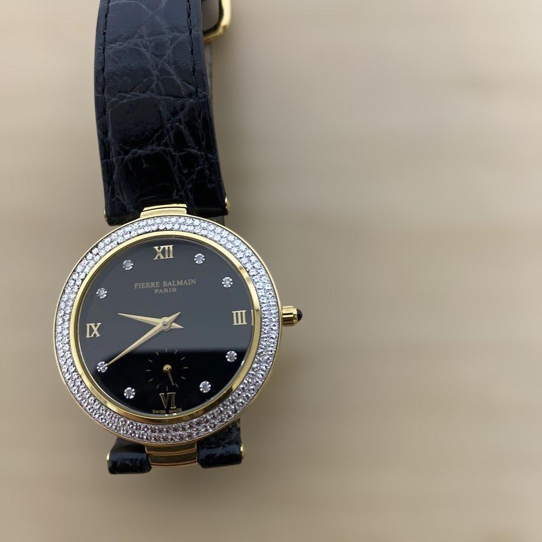 PIERRE BALMAIN 腕時計 ブラック ゴールド 稼働中。