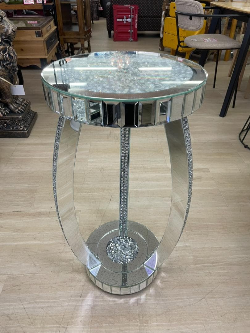 キラキラ　ミラー　スタンド　コラム　花台　飾り台　コレクション　置物　オブジェ