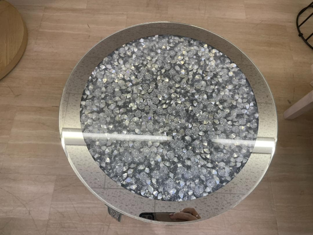 キラキラ　ミラー　スタンド　コラム　花台　飾り台　コレクション　置物　オブジェ