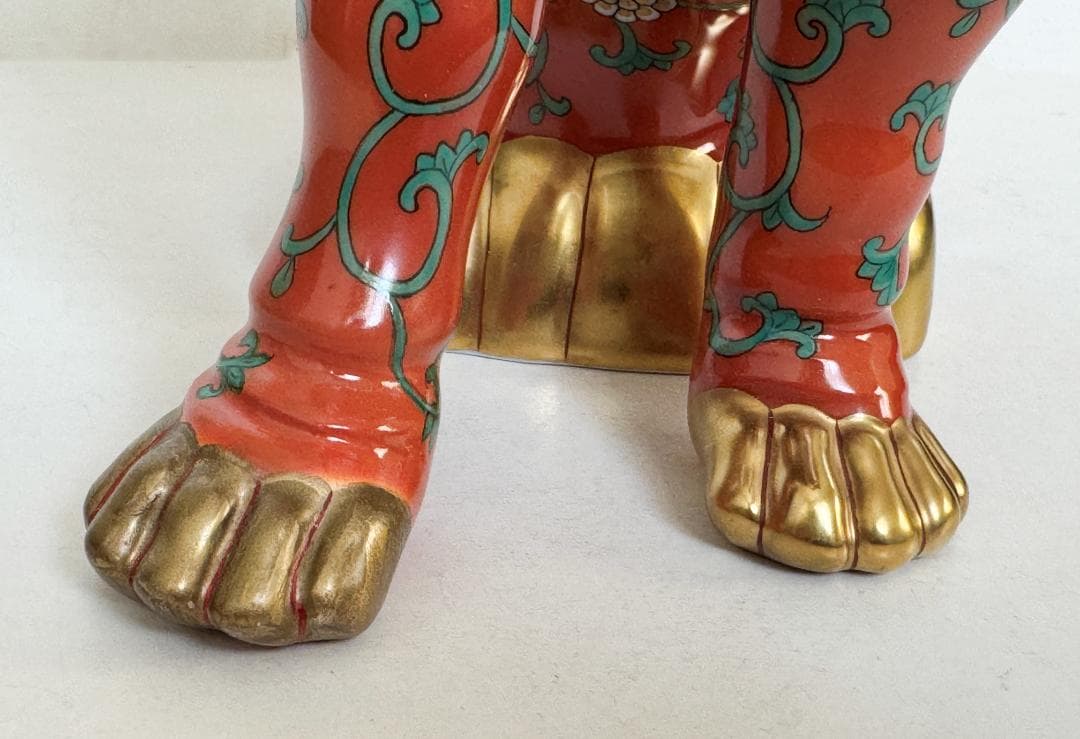 ヘレンド 大型25cm 狛犬（L) フィギュリン シノワズリ 西安の赤