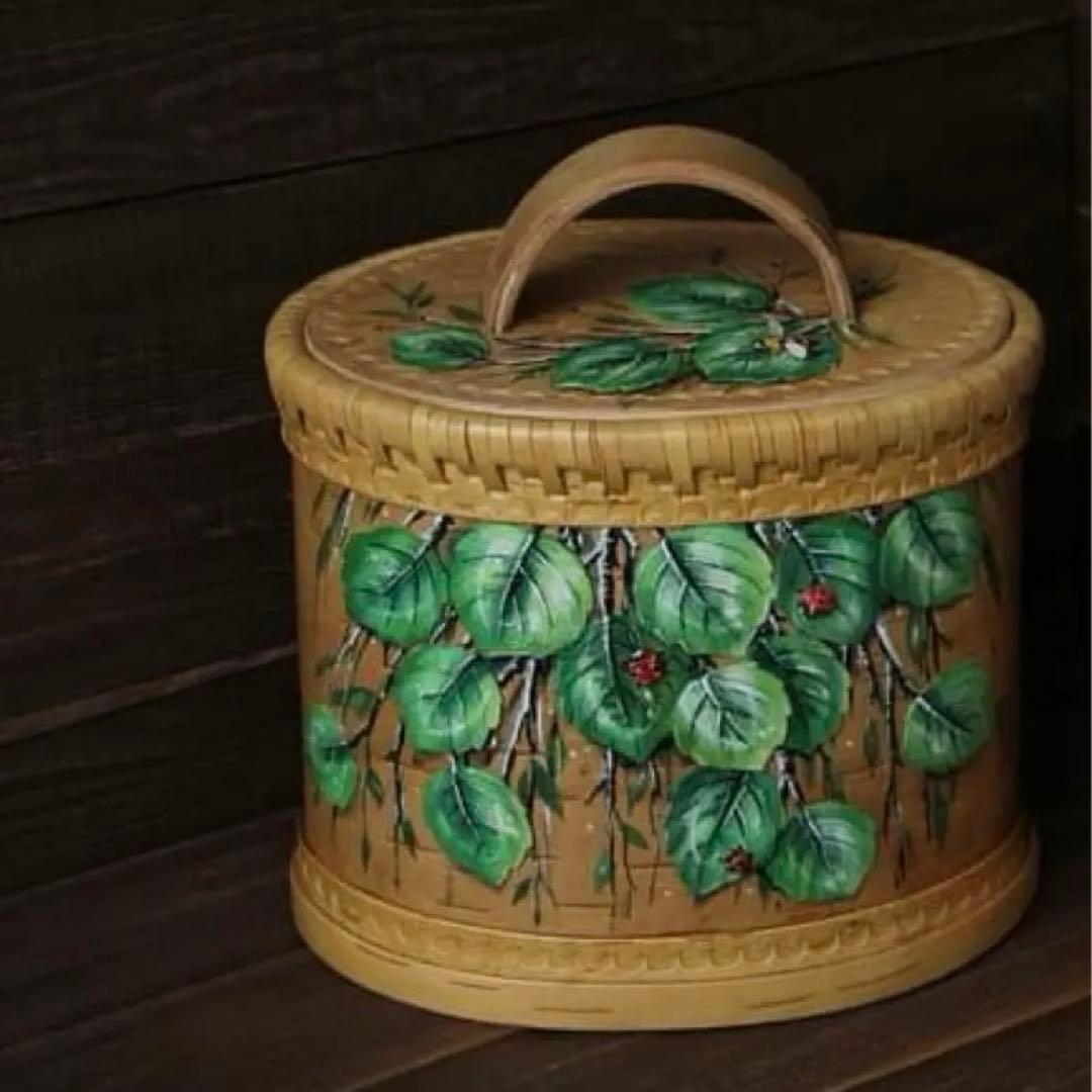 ロシア雑貨☆白樺 ベレスタ収納ボックスA ハンドペイントbox マトリョーシカ