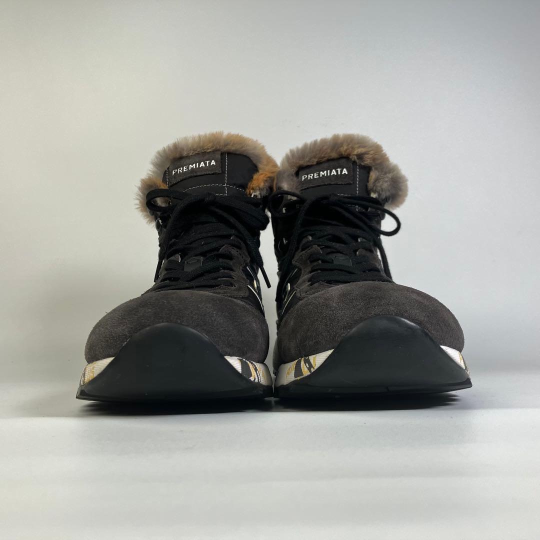 【未使用級】希少　PREMIATA リアルファー　ハイトップスニーカー　黒　26