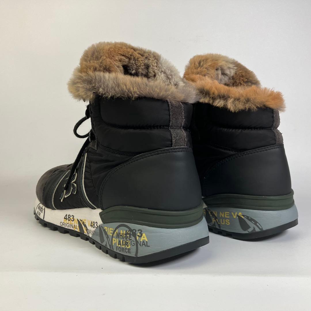 【未使用級】希少　PREMIATA リアルファー　ハイトップスニーカー　黒　26