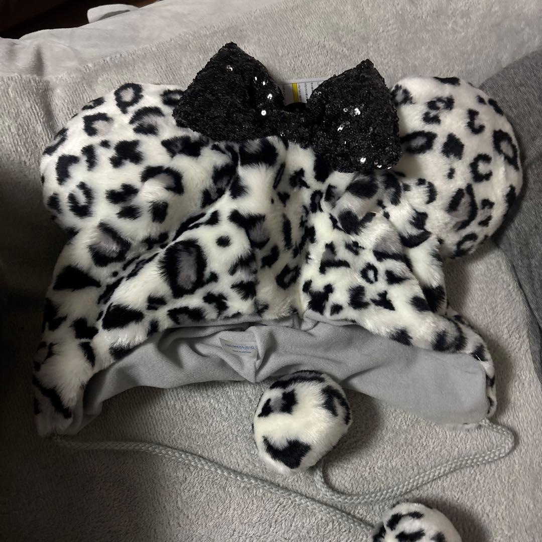 ミニーマウス　ヒョウ柄　ファンキャップ