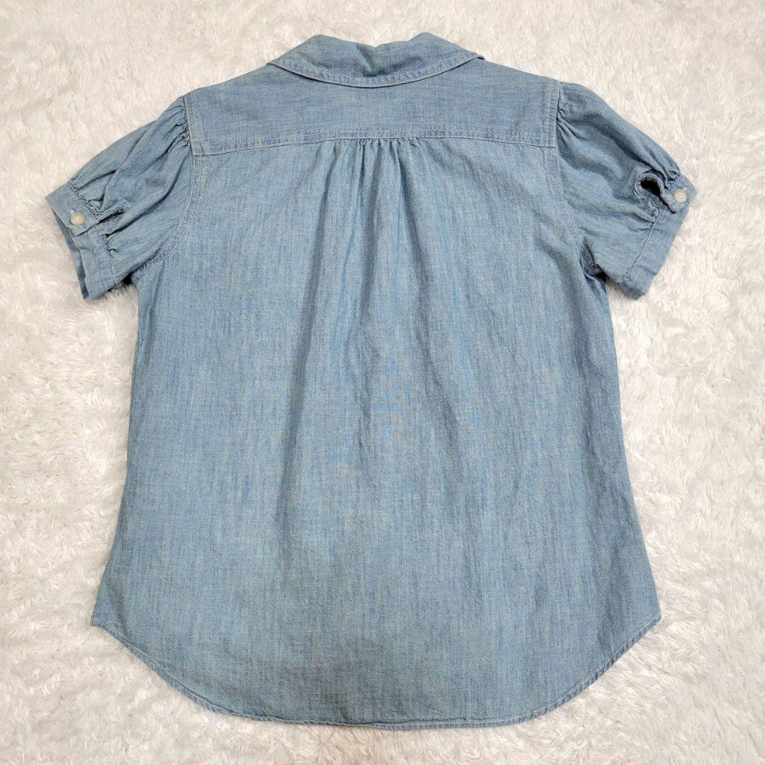 ポロラルフローレン パフスリーブウォッシャブルデニムシャツ 刺繍ロゴ