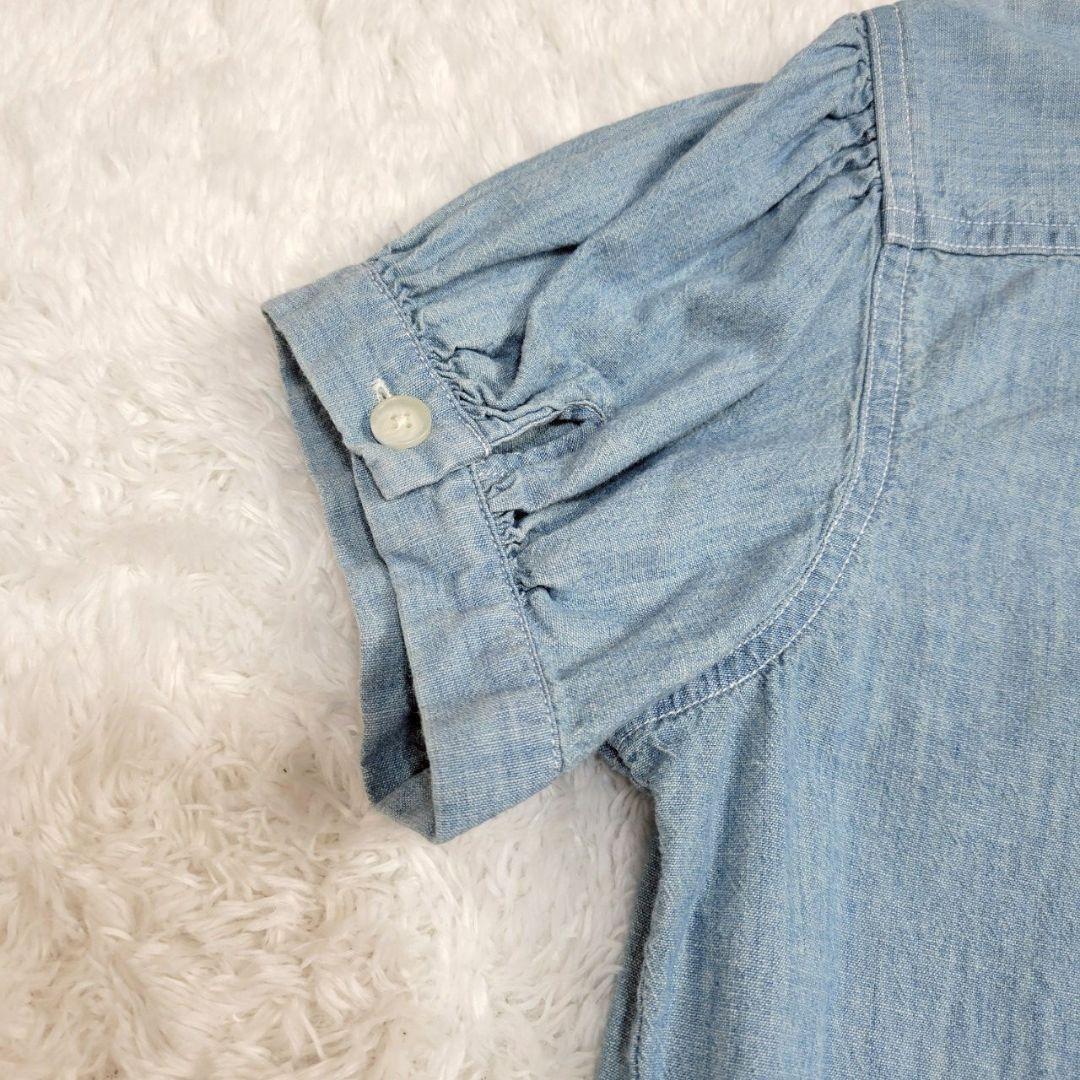 ポロラルフローレン パフスリーブウォッシャブルデニムシャツ 刺繍ロゴ