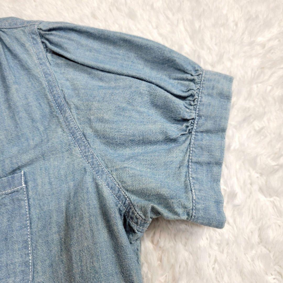 ポロラルフローレン パフスリーブウォッシャブルデニムシャツ 刺繍ロゴ