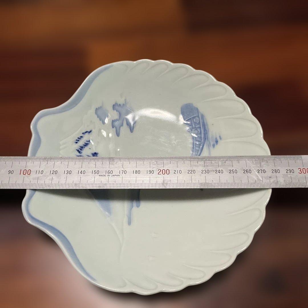 富士山と舟の貝殻型皿、オキュパイドジャパン時代