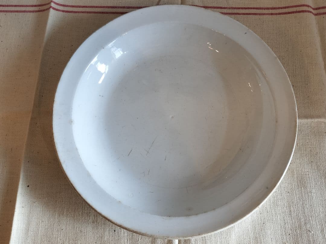 アンティーク　フランス　クレイユ　モントロー　白い　ボウル