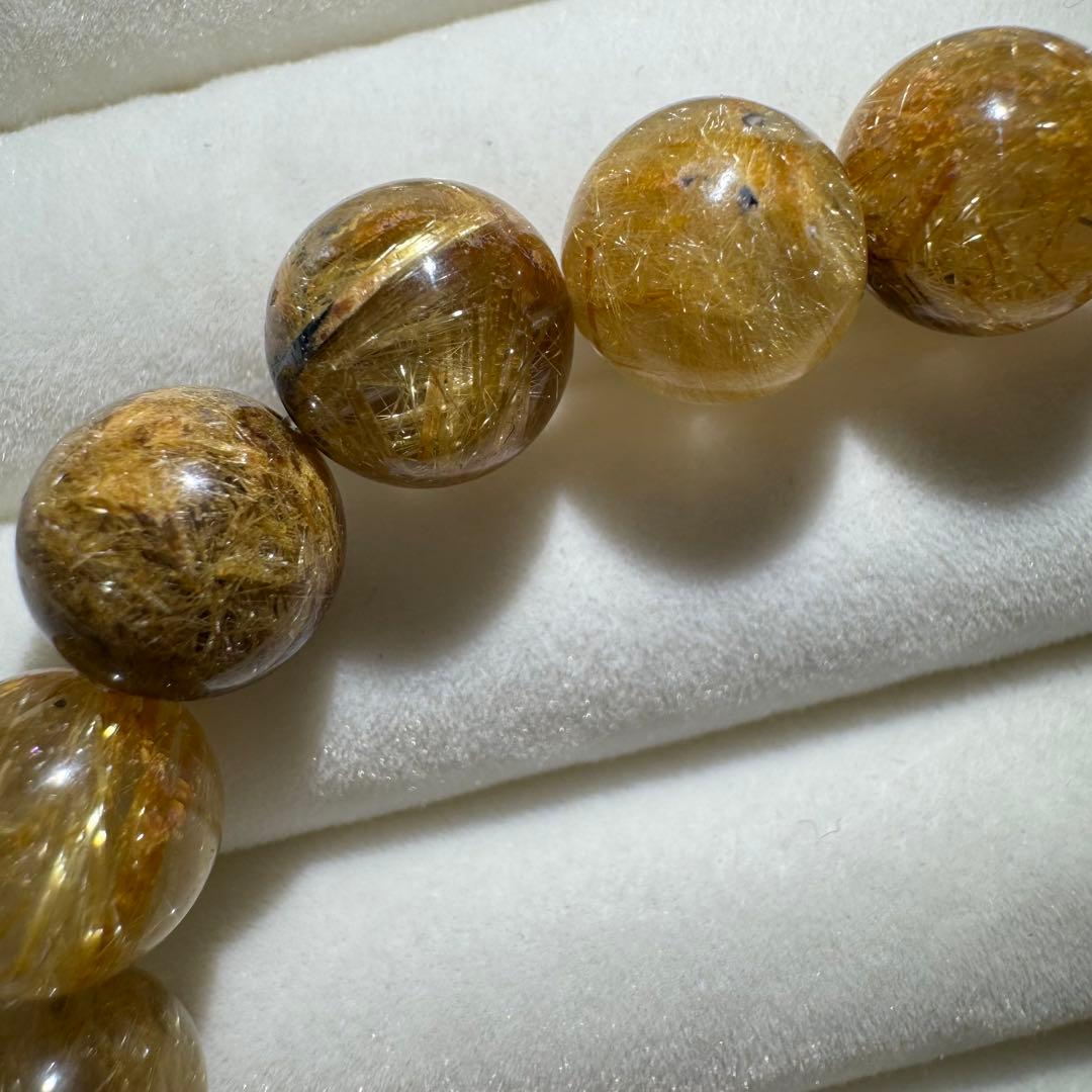 金運·極品満針ゴールドルチルクォーツ ブレスレット 10mm 天然石28.5g