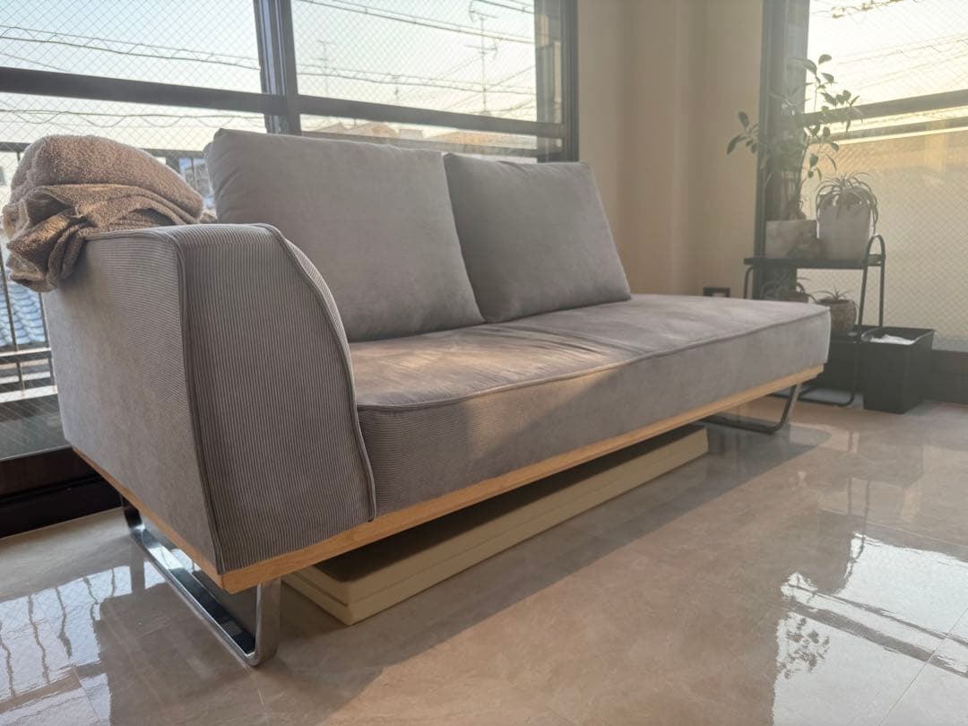 激安‼️送料込み‼️美品 ファブリックコーデュロイカウチソファー2人掛け 3人掛け