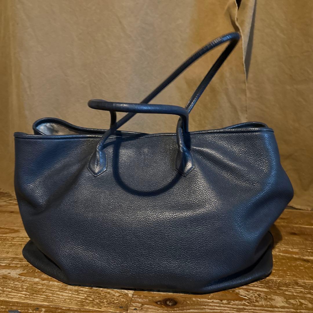 シセイ　ネイビー レザー トートバッグ 保存袋付き