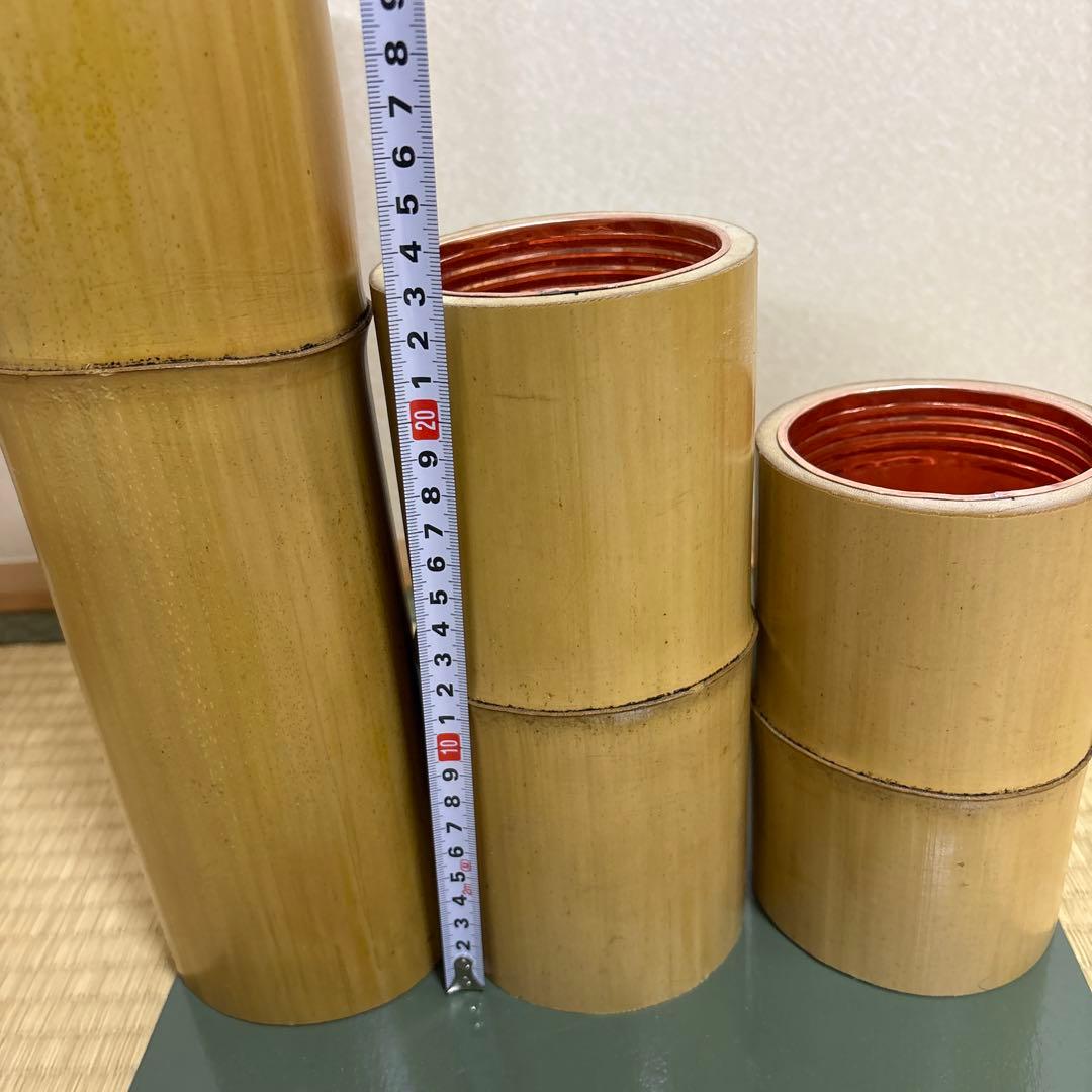 79 短三管筒　3本セット　竹製　華道　生花　格花　花器　水仙