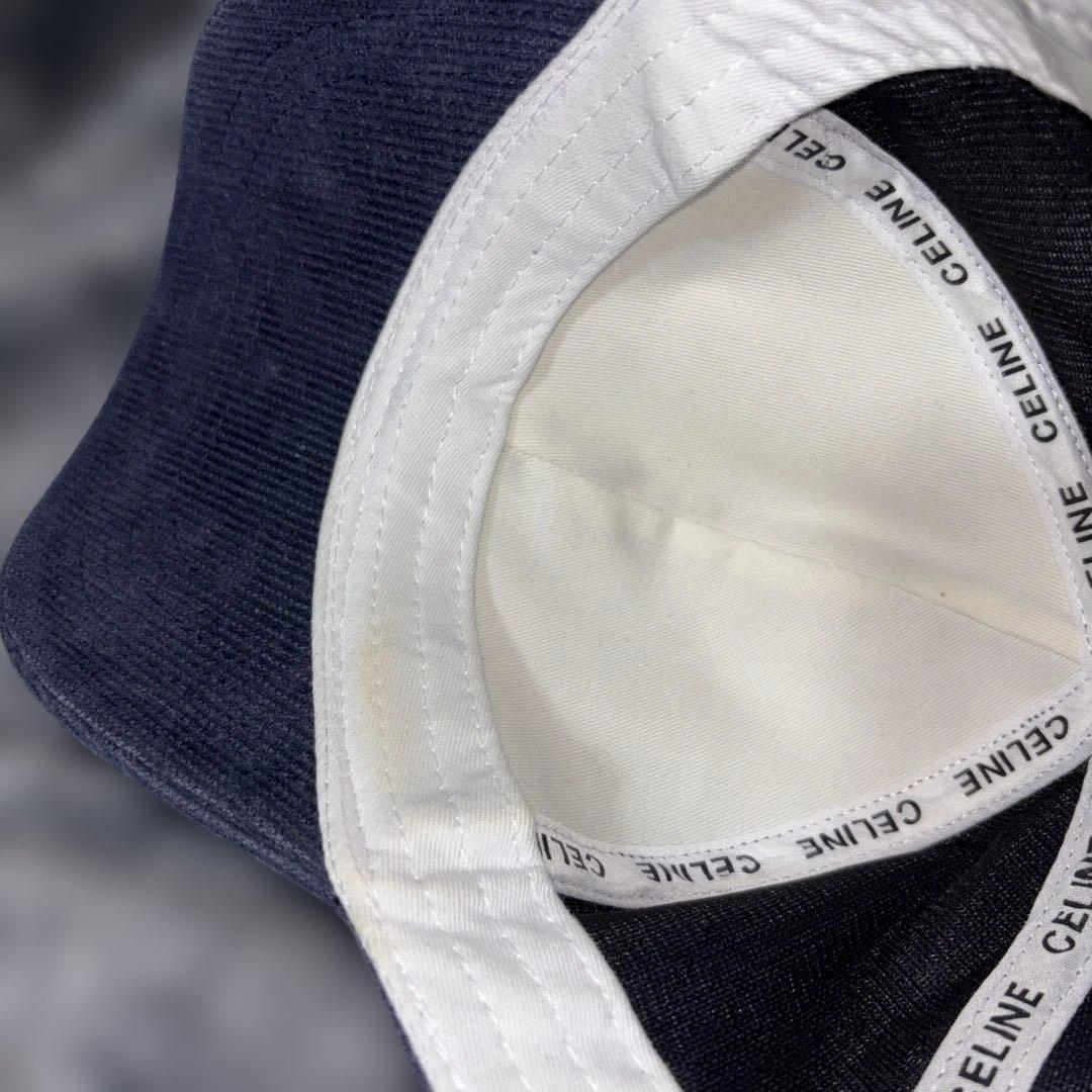CELINEネイビー コーデュロイ キャップ