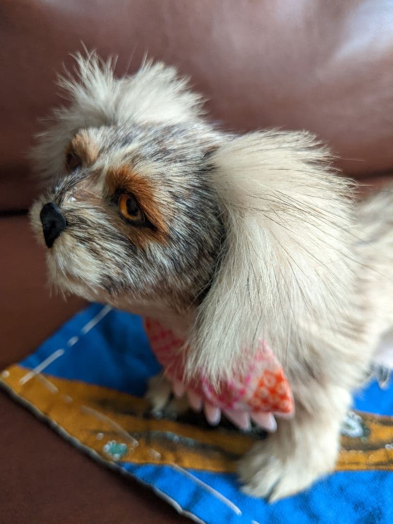 アンティーク・骨董　古い毛植え人形　朕・猫セット　検)市松人形・雛人形