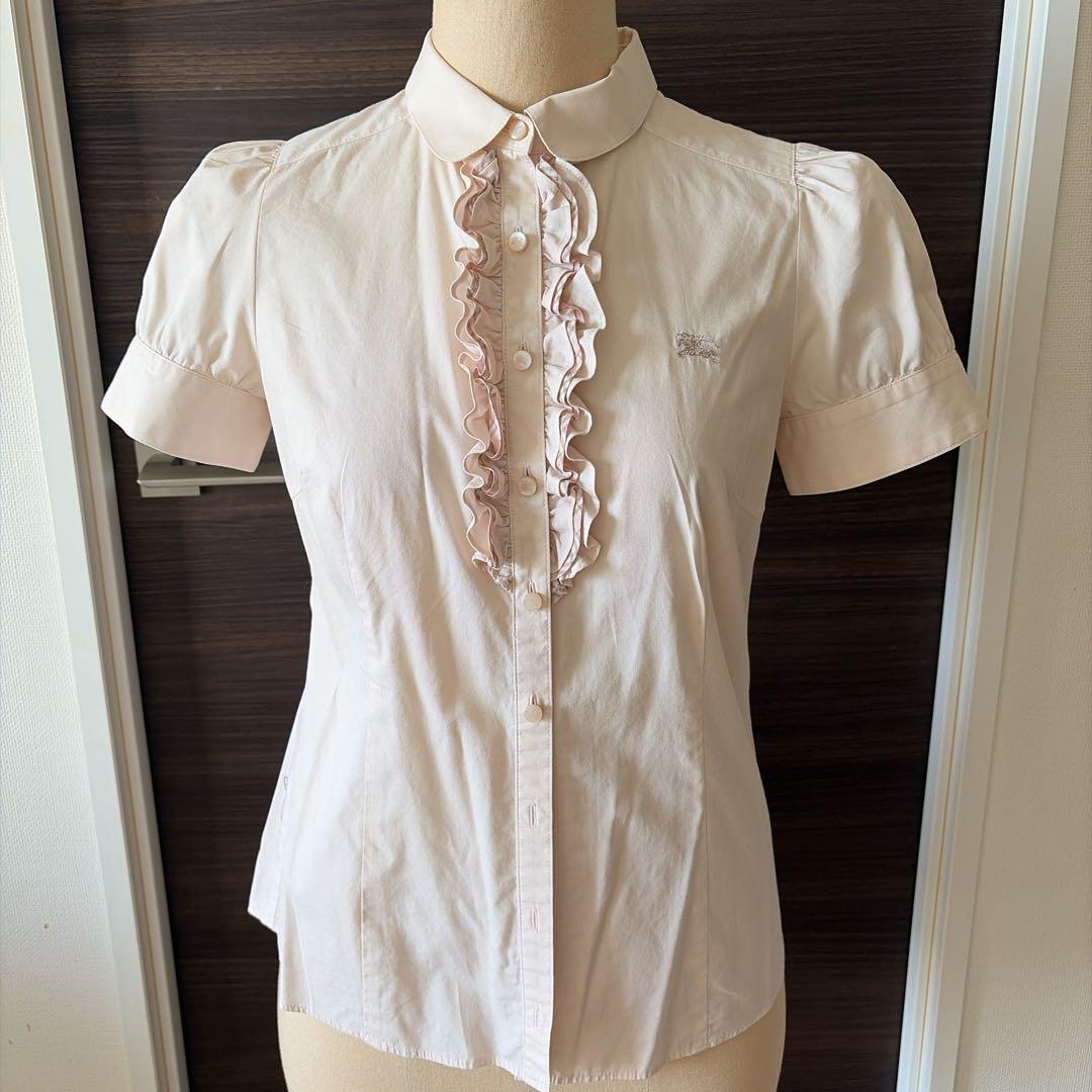 バーバリー フリルギャザー 半袖ブラウス