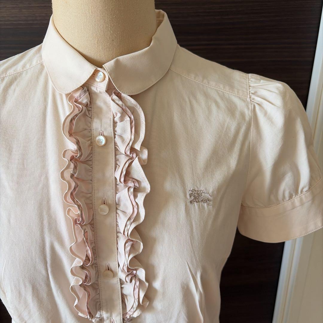 バーバリー フリルギャザー 半袖ブラウス