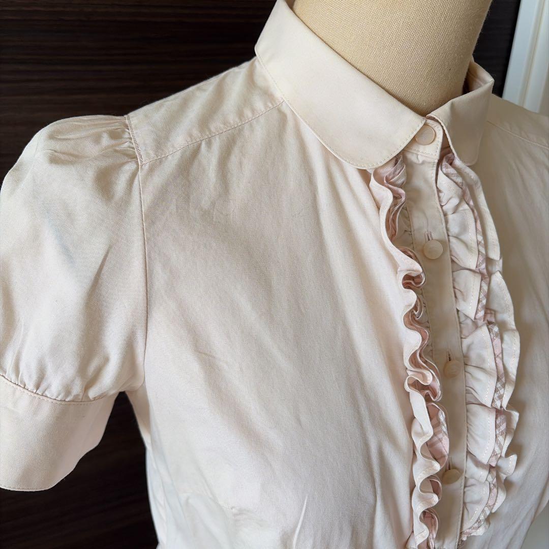 バーバリー フリルギャザー 半袖ブラウス