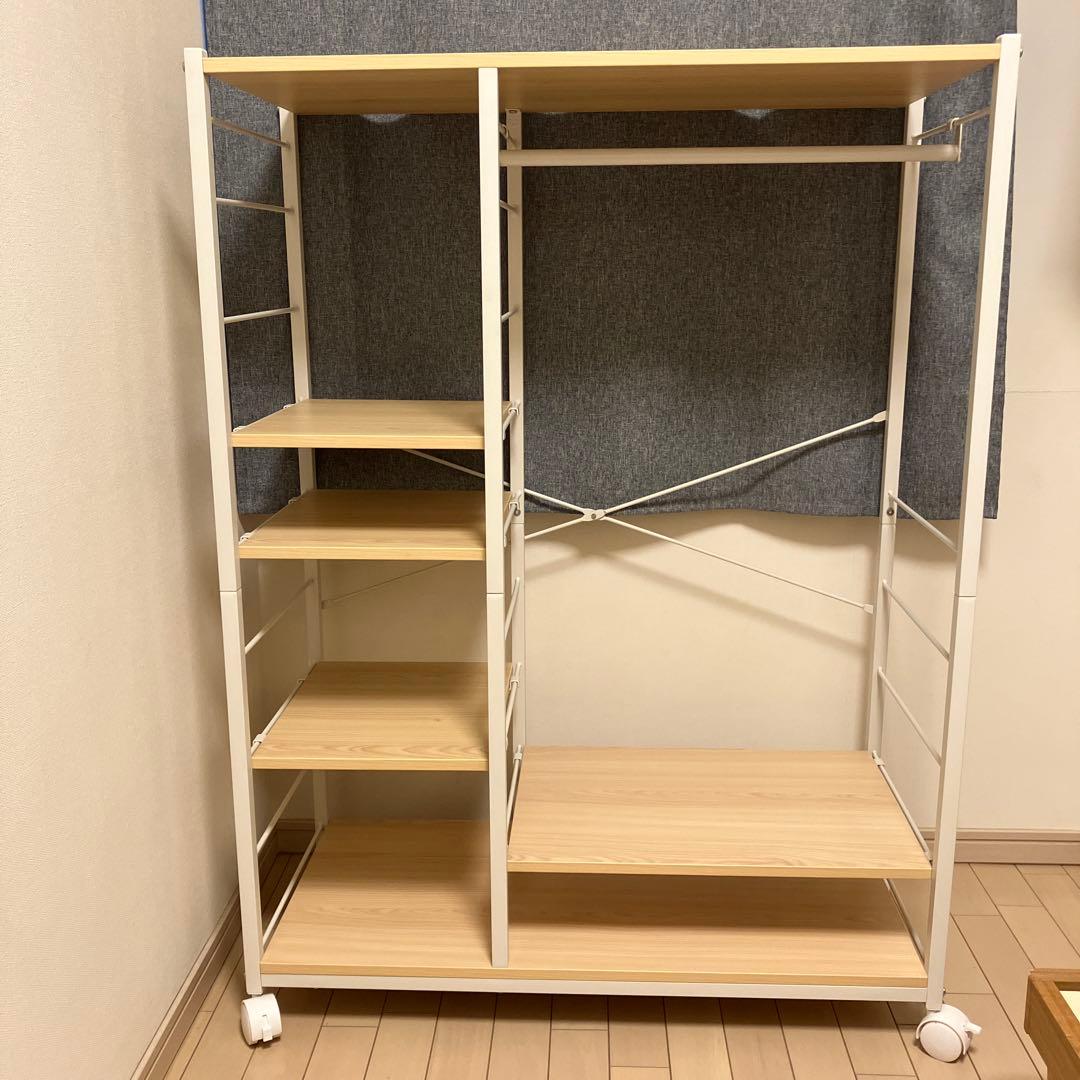 【9月末販売終了します☆大幅値下げ中☆】 収納付きハンガーラック
