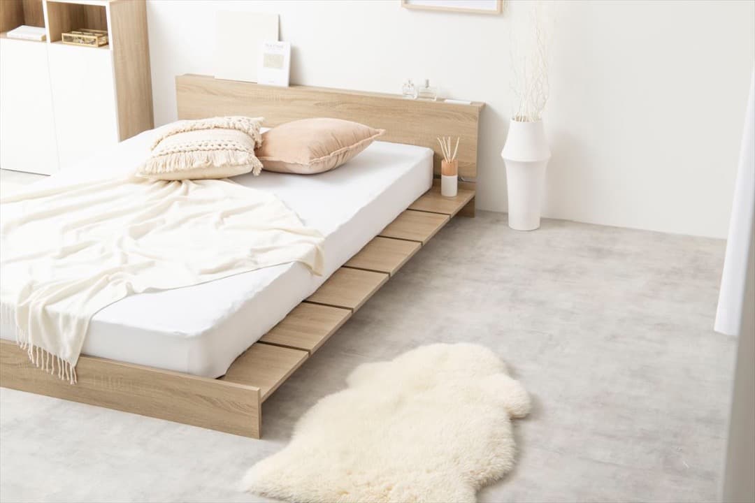 【送料無料】【シングル】すのこローベッド　ヘッドボード  ボンネルマットレス付き