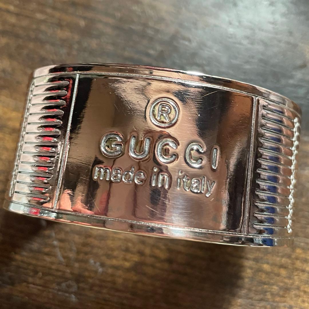 レア　希少　GUCCI ワイド　極太　バングル　シルバー　925 イタリア