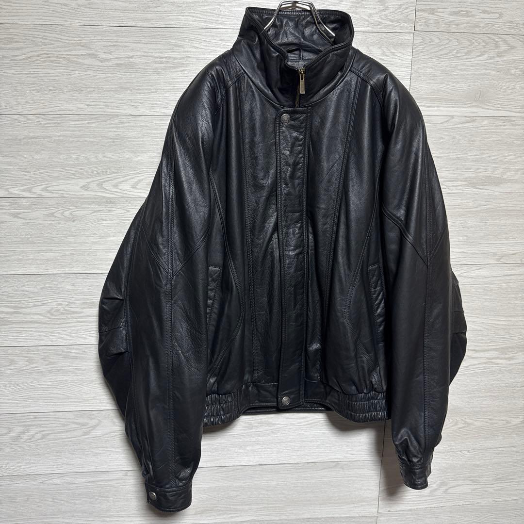 90s WILSONS 本革 オーバーサイズ レザージャケット 中綿 ブラック