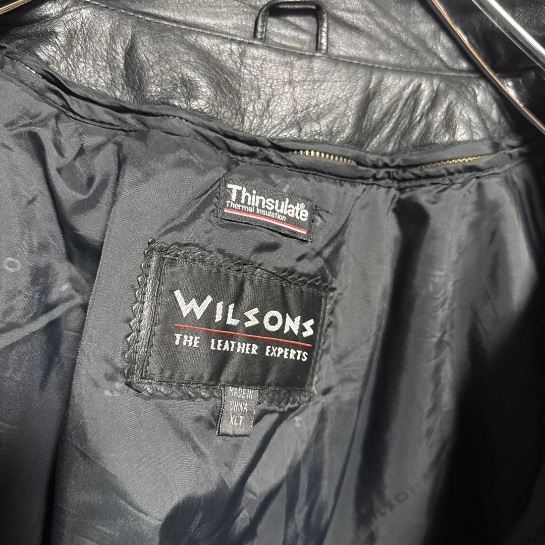 90s WILSONS 本革 オーバーサイズ レザージャケット 中綿 ブラック