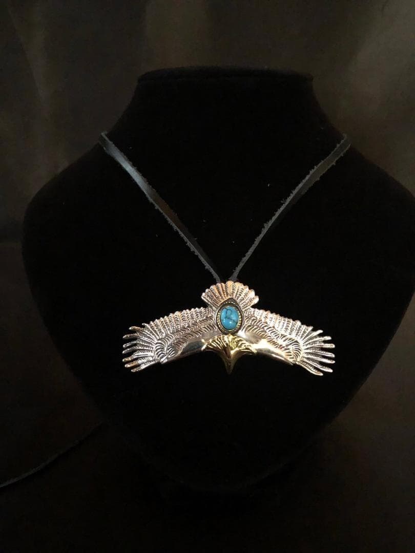 シルバー925 ペンダントトップ　イーグル　ターコイズ　5-3 4876