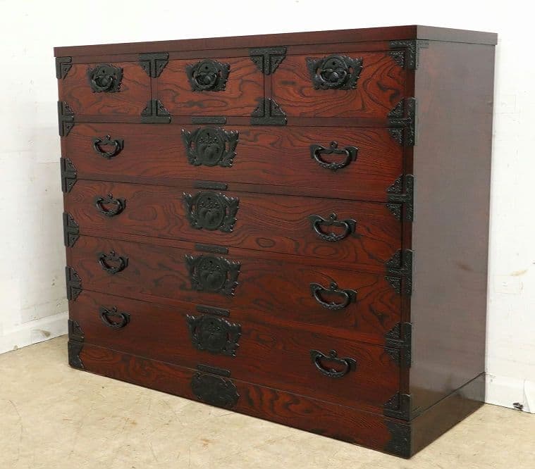 美品【岩谷堂箪笥】ケヤキ欅・5段7杯 整理箪笥 鍵付・チェスト・和箪笥◆民芸家具