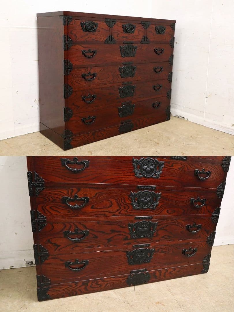 美品【岩谷堂箪笥】ケヤキ欅・5段7杯 整理箪笥 鍵付・チェスト・和箪笥◆民芸家具