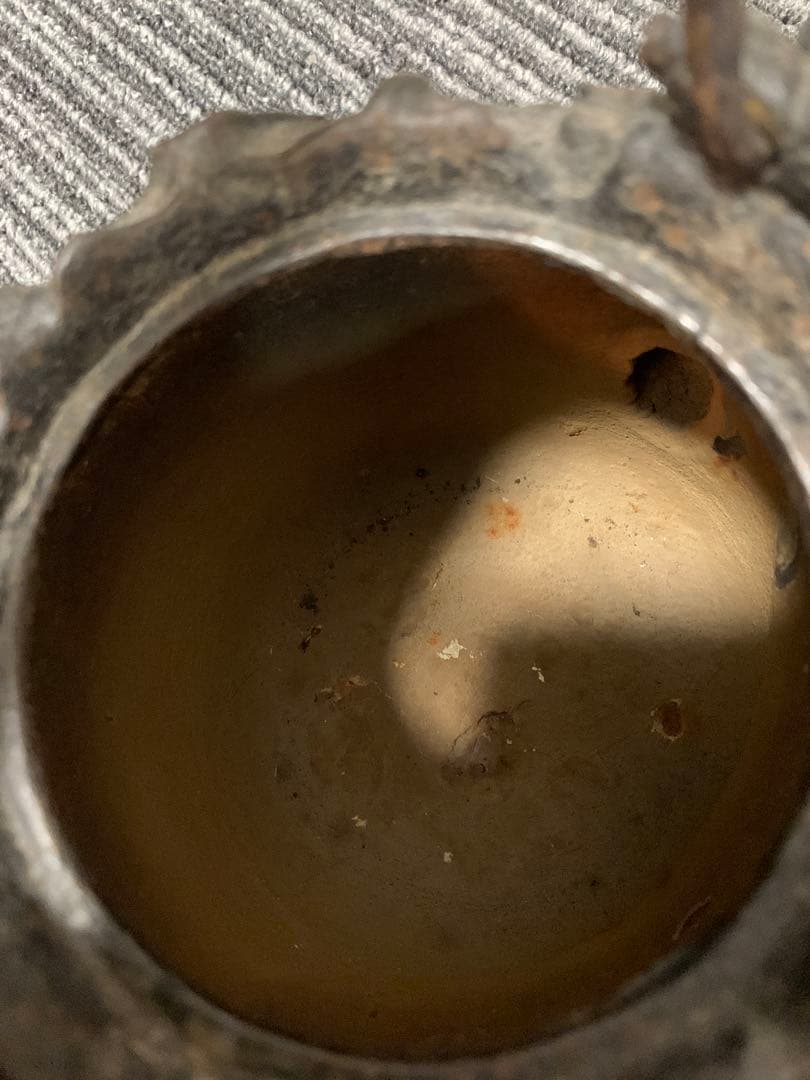 鉄瓶 龍文堂 上田造 上田照房 紫藤蓋 高浮雕 筒型 茶器 茶道具