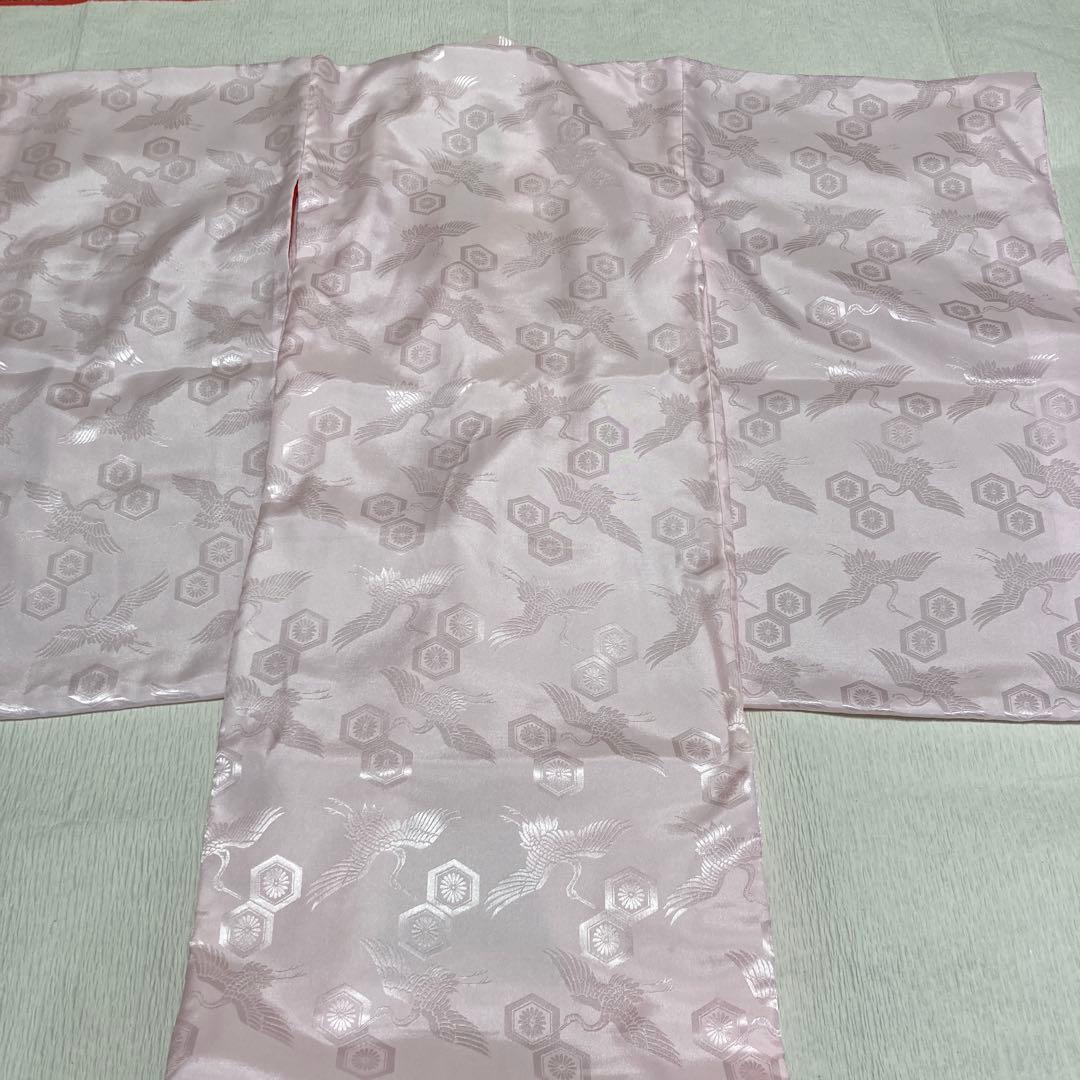 七五三 ３歳 女の子 正絹 着物長襦袢セット 絞り 赤白 金刺繍 熨斗目