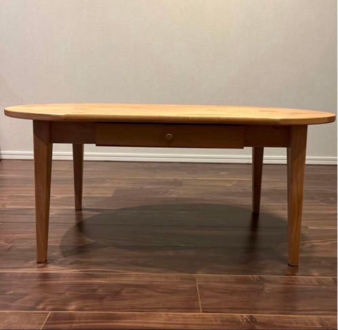 天然木アルダー材をつかった引出し付きコンパクトリビングローテーブル