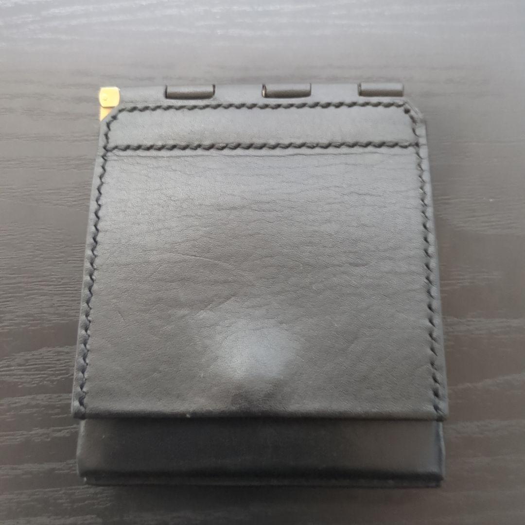 ブラックレザー マネークリップ コンパクト