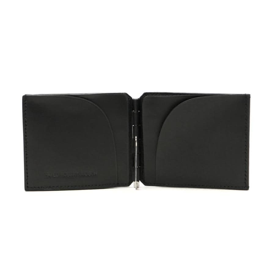 ブラックレザー マネークリップ コンパクト