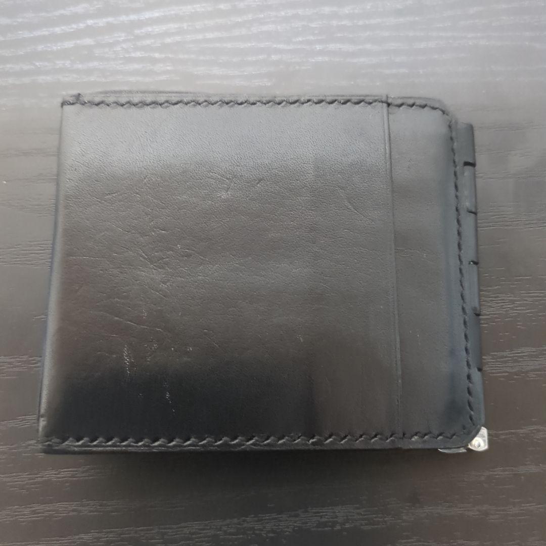 ブラックレザー マネークリップ コンパクト