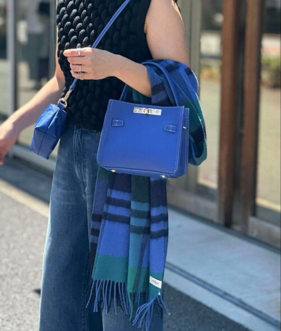 新品　NOLLEY'S カシミヤ混　マフラー　ストール　ブルー　チェック　完売